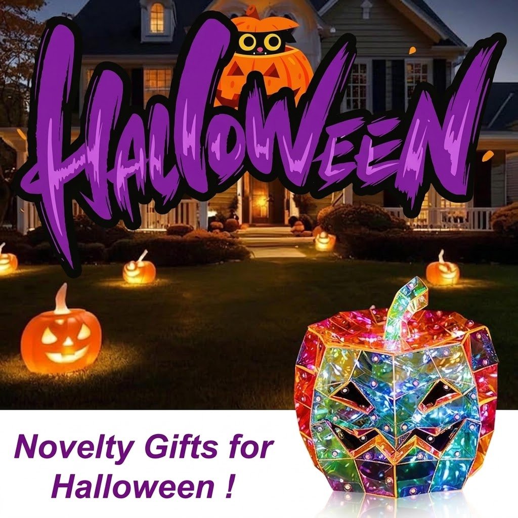 🔥Iridescent Pumpkin Light | Prism-Effect Pumpkin Art Sculpture Night Light | Colorful LED Halloween Party Decor