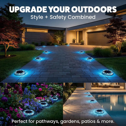 Solar Outdoor Mosaic Disk Lights, Waterproof Decorative Pathway LED Light, Auto On/Off-tss