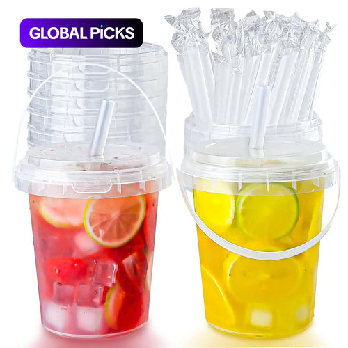 🥤 Large Reusable Plastic Cups with Lid & Straw – 3/5/10 Pack (33.81 oz)