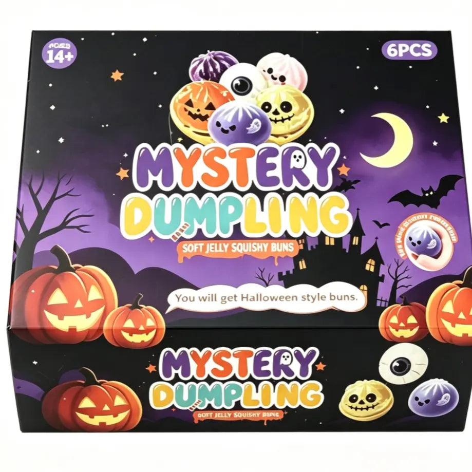 🎃 Halloween Mystery Dumpling Squishy Set – 6PCS Glitter Ghost Fidget Toys for Stress Relief & Holiday Fun