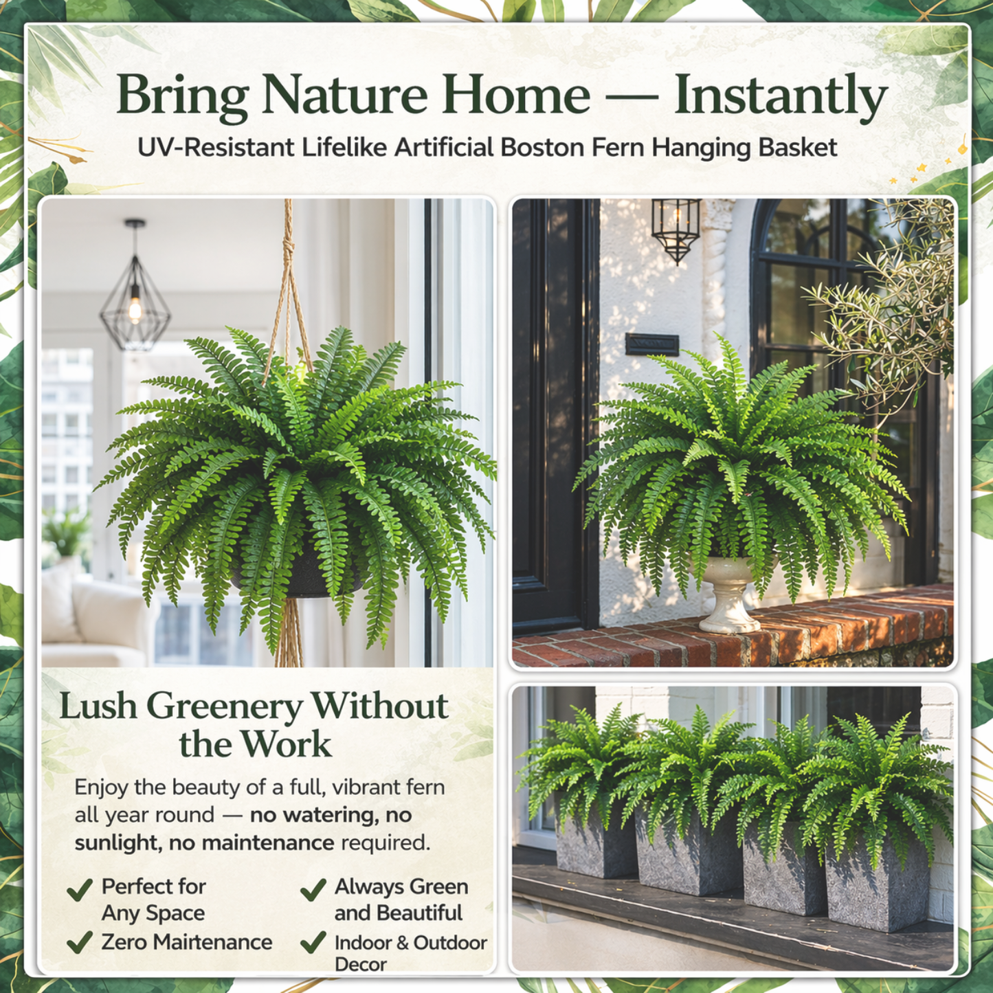 🔥 Last Day 50% OFF 🌱 UV-Resistant Lifelike Artificial Boston Fern
