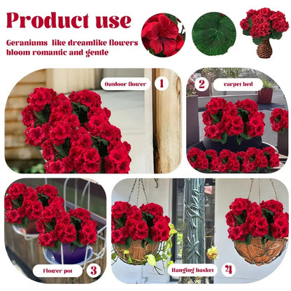 🌺8 Bundles UV Resistant Artificial Geraniums