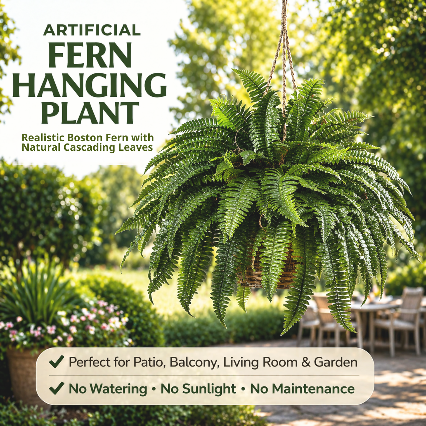 🔥 Last Day 50% OFF 🌱 UV-Resistant Lifelike Artificial Boston Fern