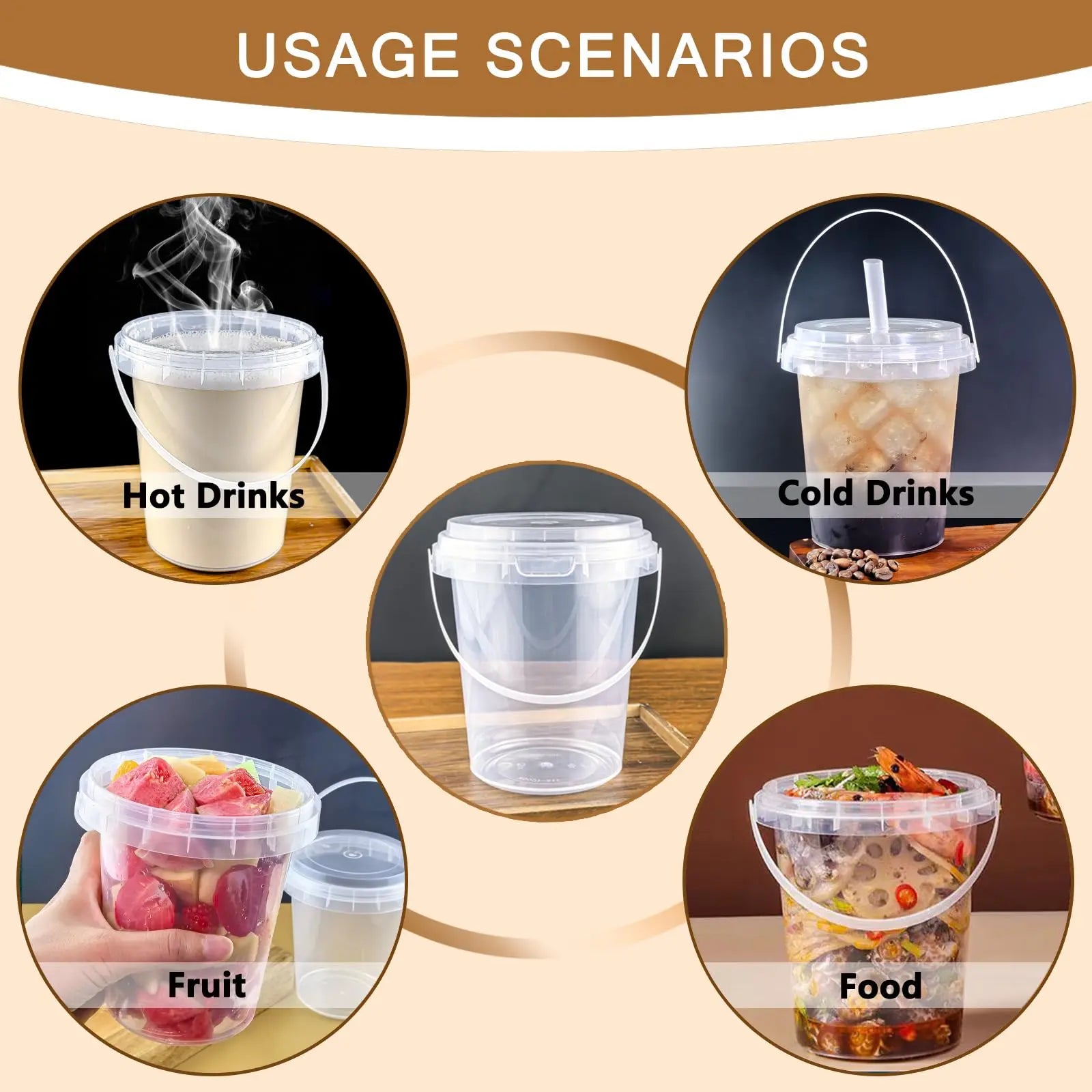 🥤 Large Reusable Plastic Cups with Lid & Straw – 3/5/10 Pack (33.81 oz)