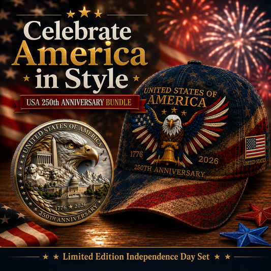 🎉Patriotic 4th of July ❤️ 🇺🇸 USA 250th Anniversary Patriotic Eagle Embroidered Cap 🎁 Free Honor Coin With Every Cap Purchase