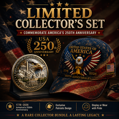 🎉Patriotic 4th of July ❤️ 🇺🇸 USA 250th Anniversary Patriotic Eagle Embroidered Cap 🎁 Free Honor Coin With Every Cap Purchase