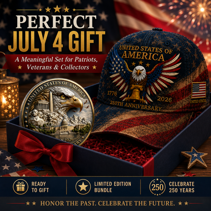 🎉Patriotic 4th of July ❤️ 🇺🇸 USA 250th Anniversary Patriotic Eagle Embroidered Cap 🎁 Free Honor Coin With Every Cap Purchase