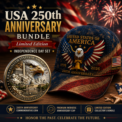 🎉Patriotic 4th of July ❤️ 🇺🇸 USA 250th Anniversary Patriotic Eagle Embroidered Cap 🎁 Free Honor Coin With Every Cap Purchase
