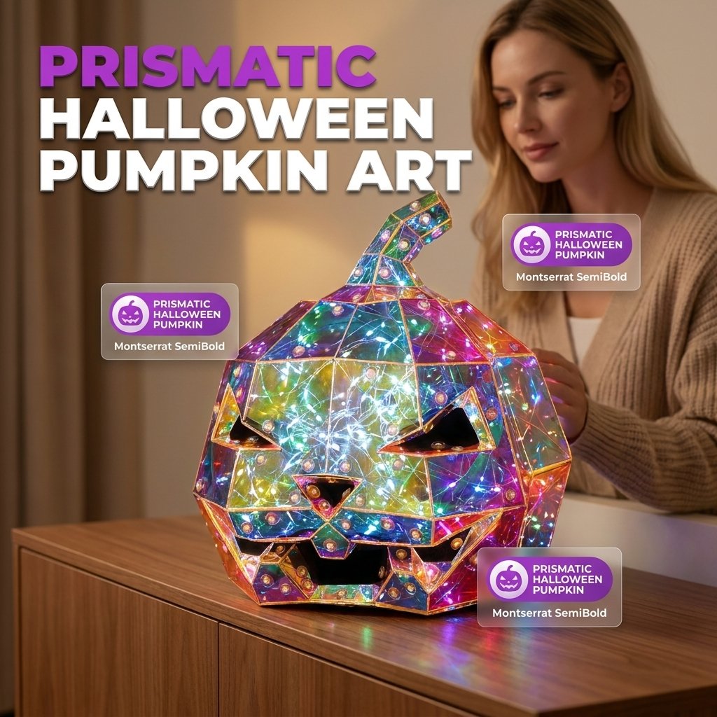 🔥Iridescent Pumpkin Light | Prism-Effect Pumpkin Art Sculpture Night Light | Colorful LED Halloween Party Decor