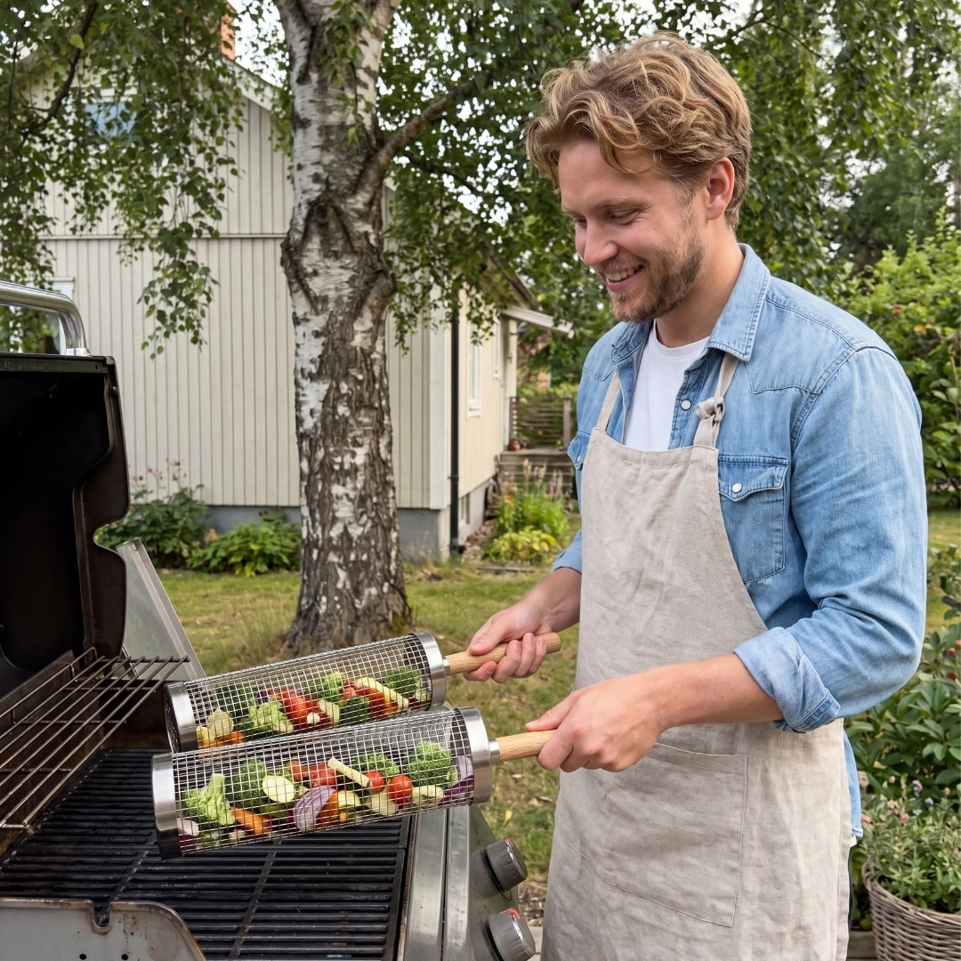 Rullande Grillkorg