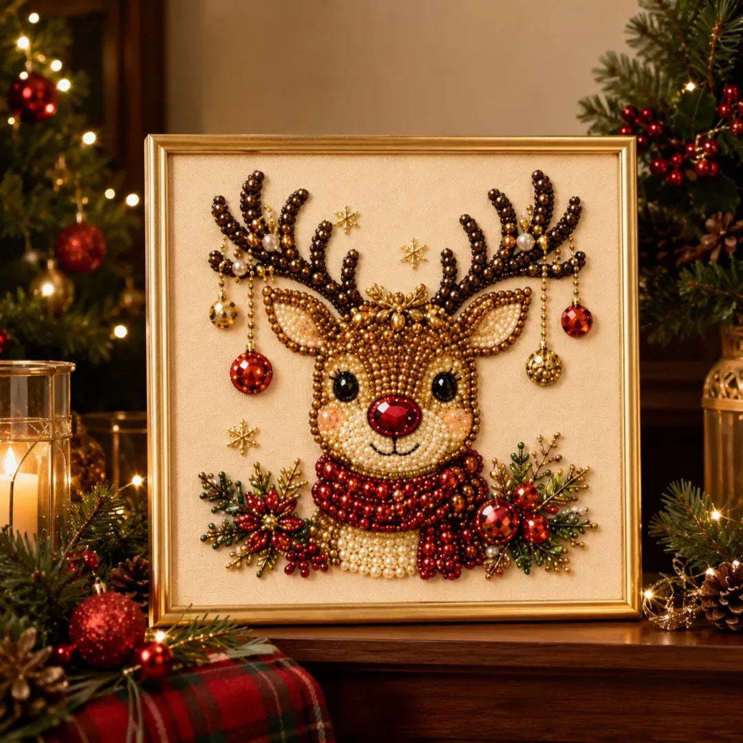 🧘Relaxing &amp; Beginner-Friendly-💎DIY Christmas Pearl Diamond Painting Art Kit With Frame