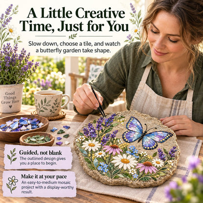 🦋 Butterfly Wildflower Mosaic DIY Kit | Complete Guided Craft Set