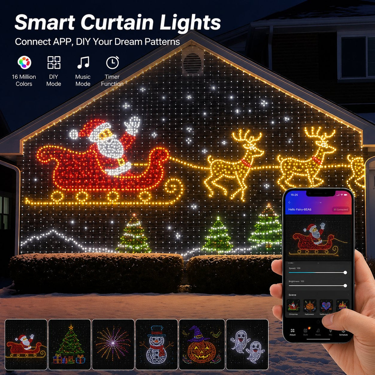 💡🎅Smart DIY Pixel LED Curtain Lights | APP & Remote Control