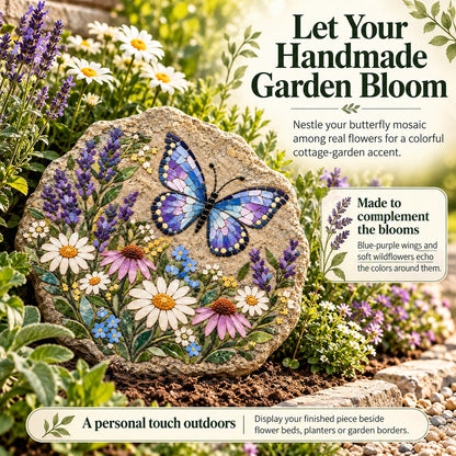 🦋 Butterfly Wildflower Mosaic DIY Kit | Complete Guided Craft Set