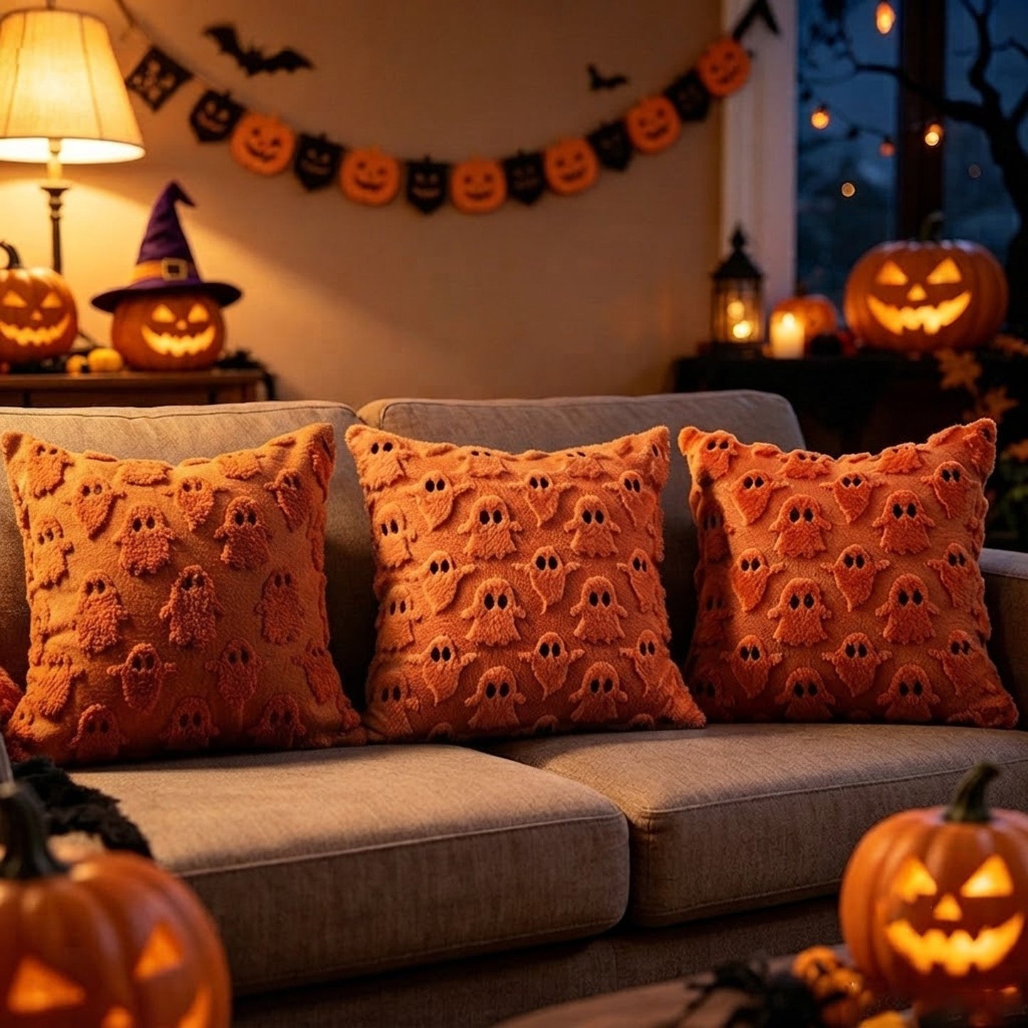 3Pcs Halloween Pillow Covers 18x18 inch Halloween Decor