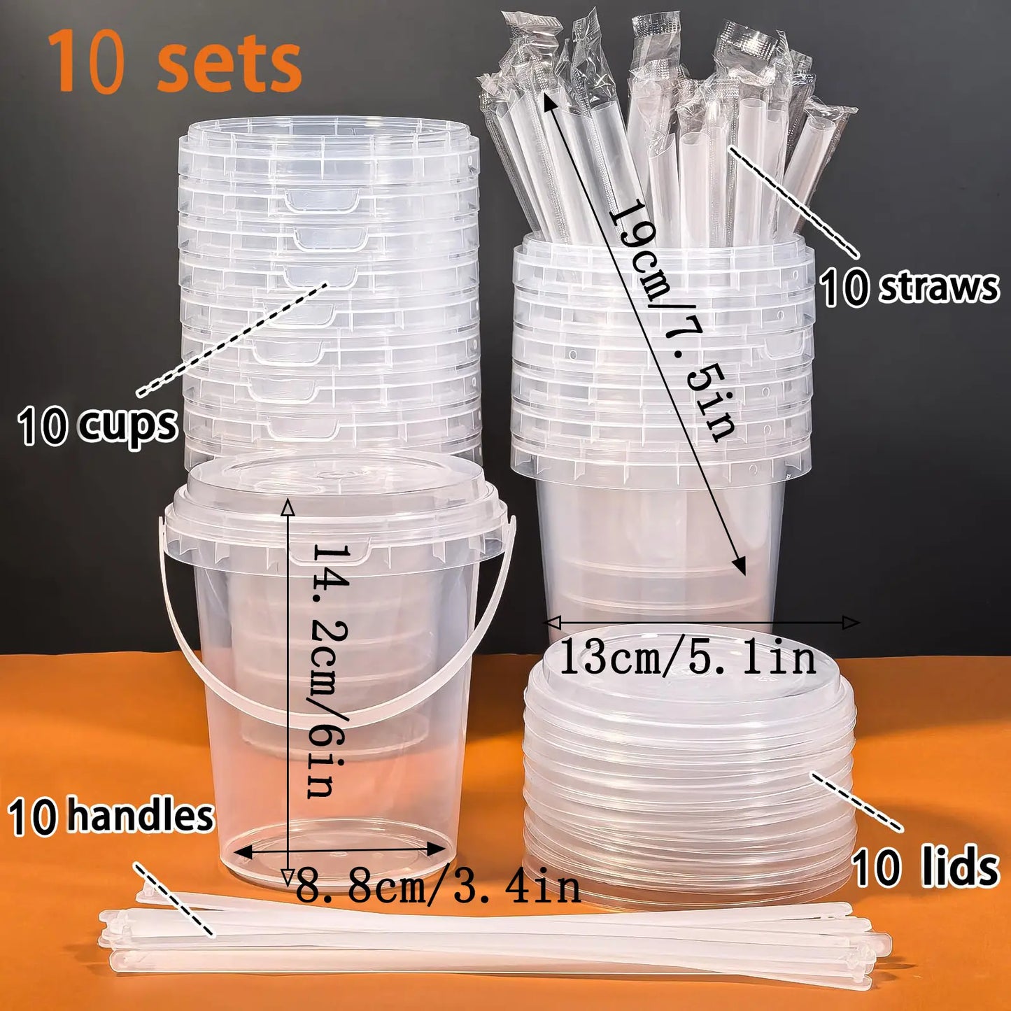 🥤 Large Reusable Plastic Cups with Lid & Straw – 3/5/10 Pack (33.81 oz)