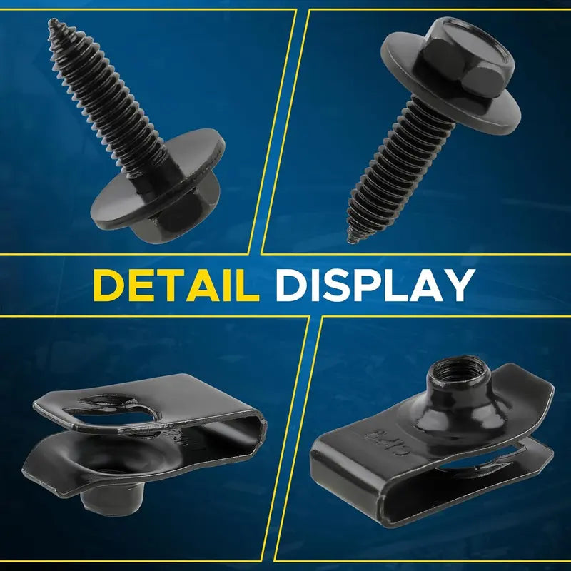 50PCS 1/4 Body Bolts & U-Nut Clips Kit