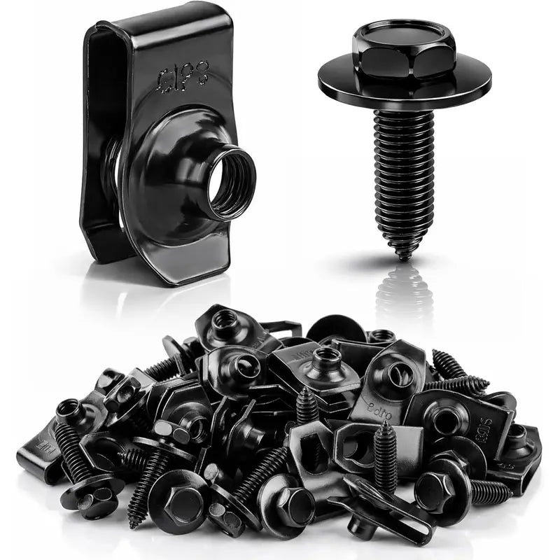 50PCS 1/4 Body Bolts & U-Nut Clips Kit