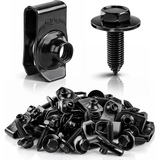 50PCS 1/4 Body Bolts & U-Nut Clips Kit