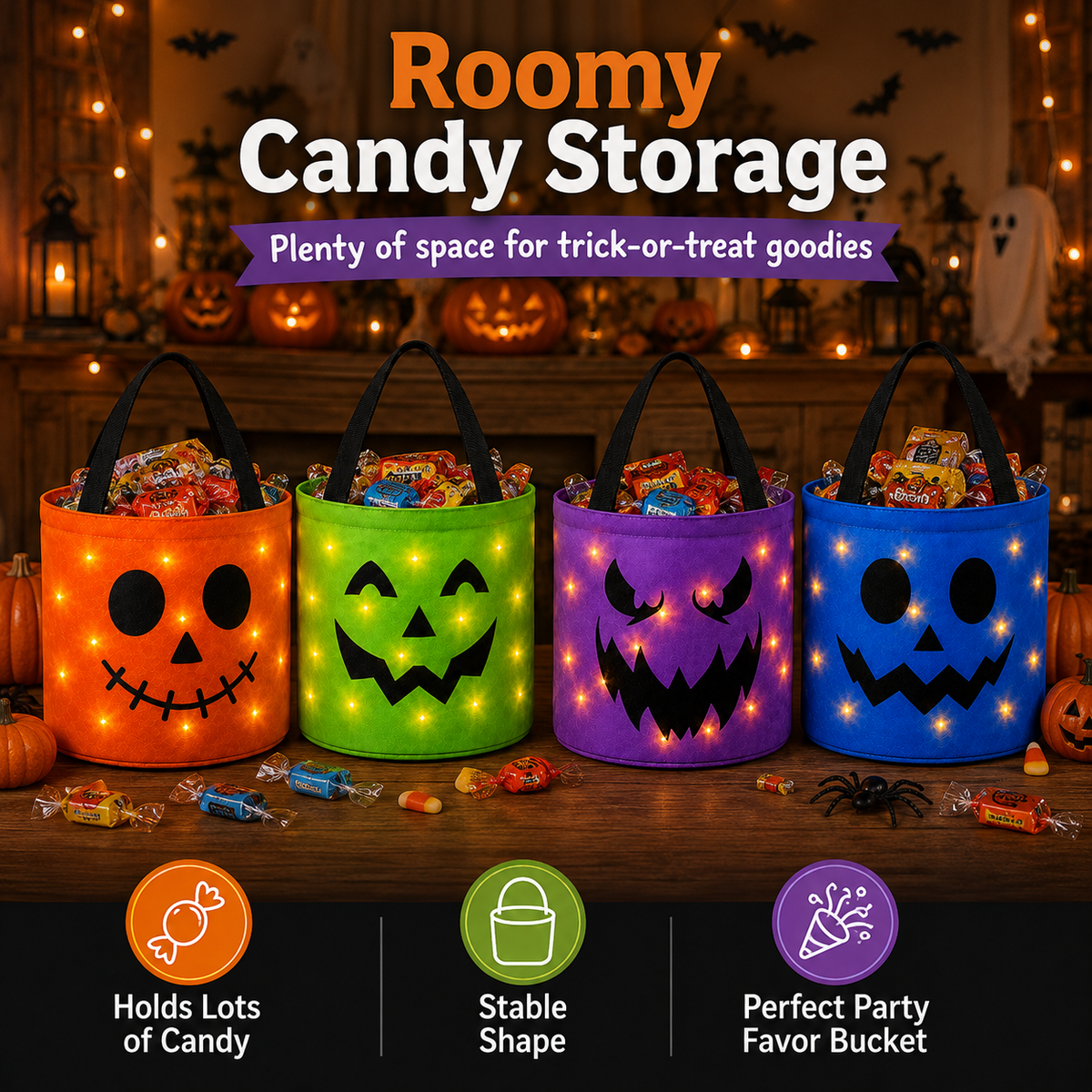 🎃 Wravion™ LED Halloween Candy Bucket