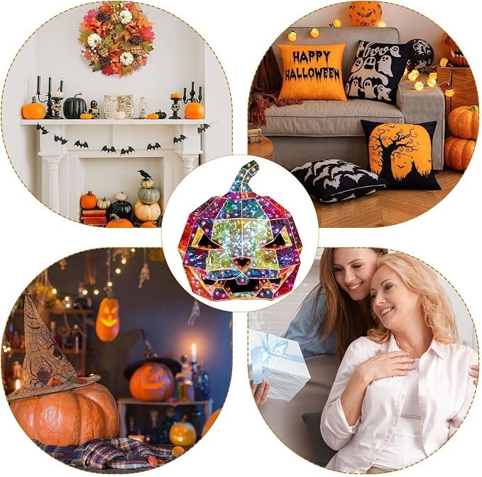 🔥Iridescent Pumpkin Light | Prism-Effect Pumpkin Art Sculpture Night Light | Colorful LED Halloween Party Decor