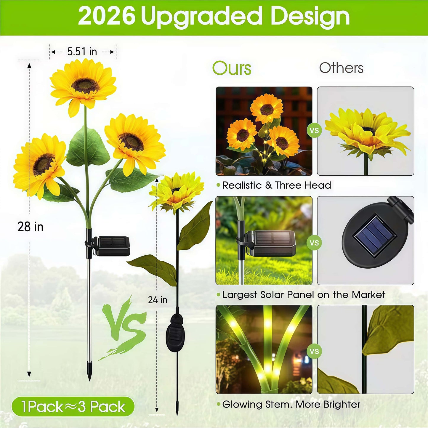 🌻Sunflower Solar Powered Lights for Garden（2PCS)