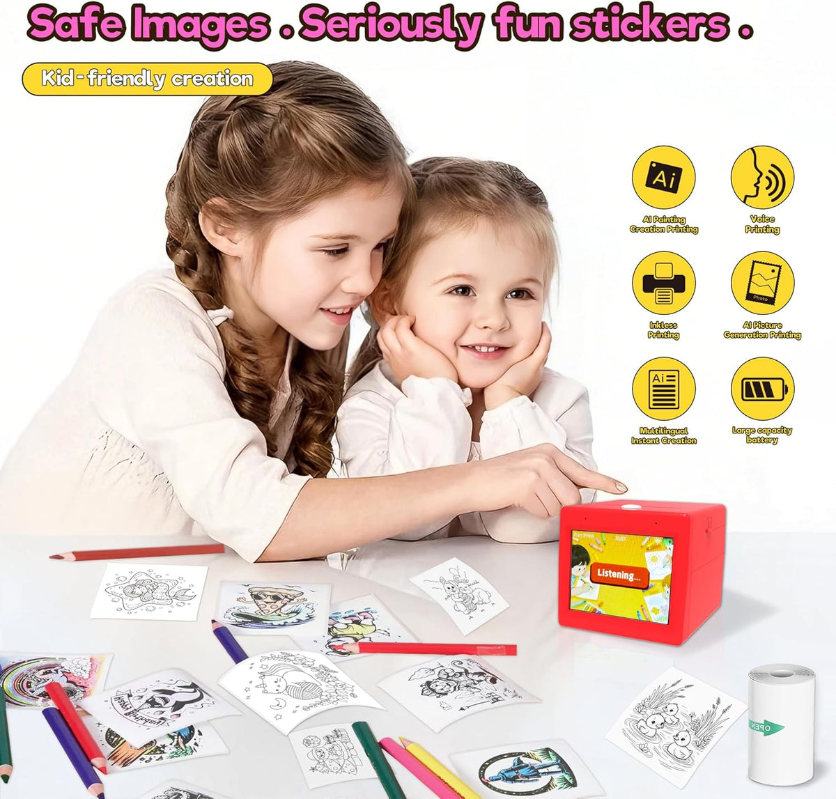 Smart AI Voice Sticker Printer for Kids