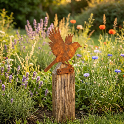 5-Piece Lifelike Rusty Metal Bird Silhouettes Garden Art