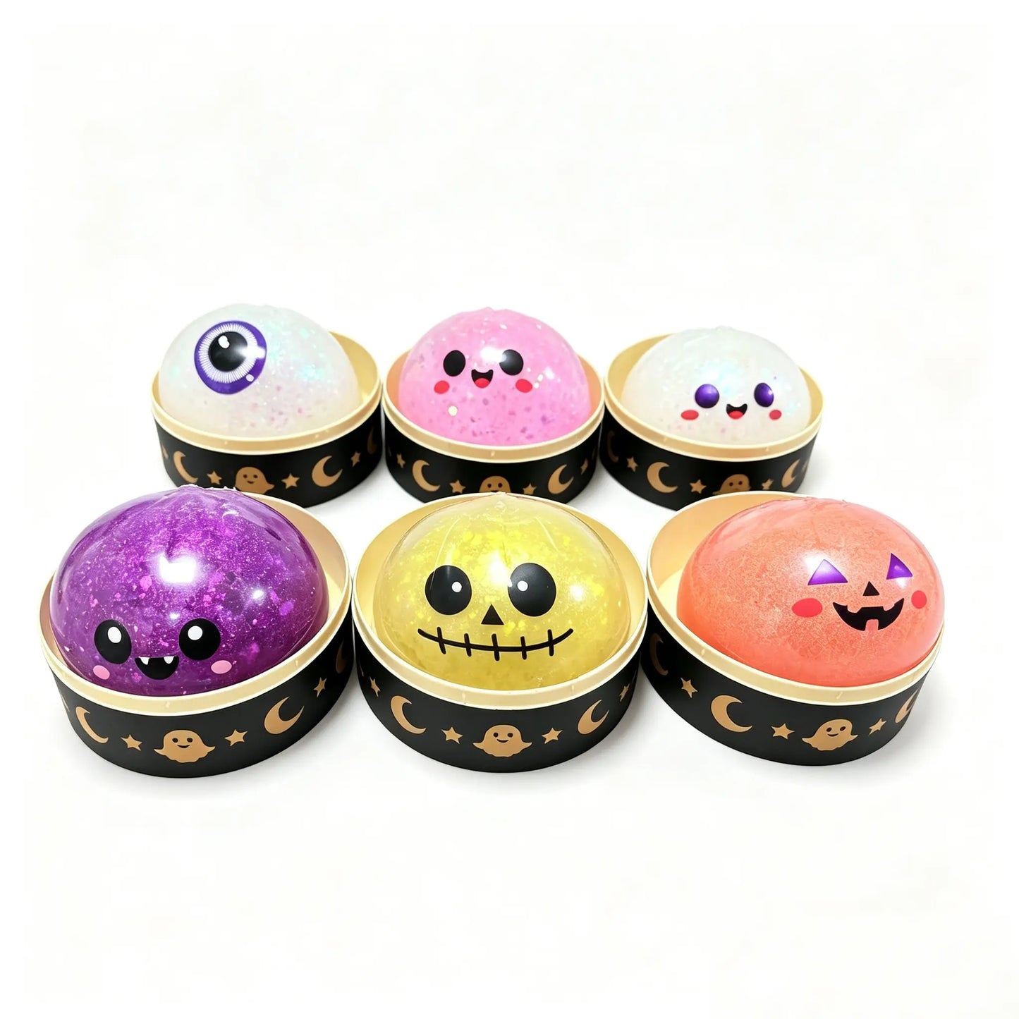 🎃 Halloween Mystery Dumpling Squishy Set – 6PCS Glitter Ghost Fidget Toys for Stress Relief & Holiday Fun