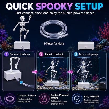 ☠️🫧Dancing Skeleton Bubble Aquarium Ornament
