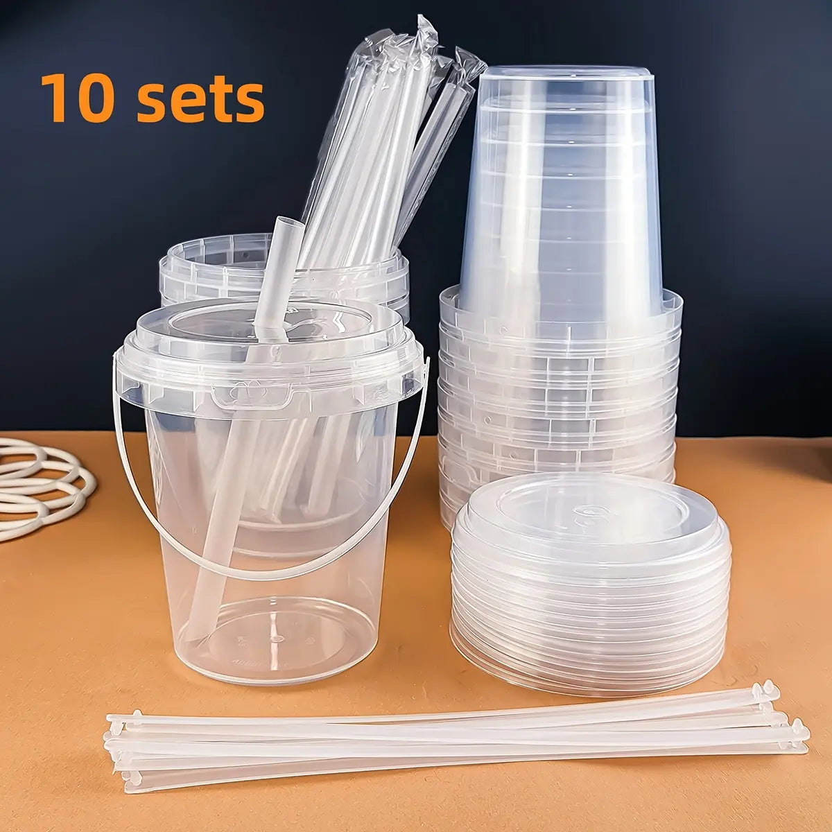 🥤 Large Reusable Plastic Cups with Lid & Straw – 3/5/10 Pack (33.81 oz)