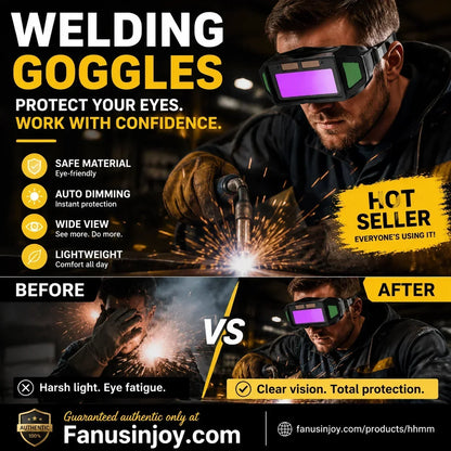 🥽50% OFF NOW! Welder's Eye Protection Goggles‑Solar Powered Auto‑Darkening Welding Goggles, Anti‑Glare Safety Eyes Shield for Arc Welding, Mig Tig Welding Work