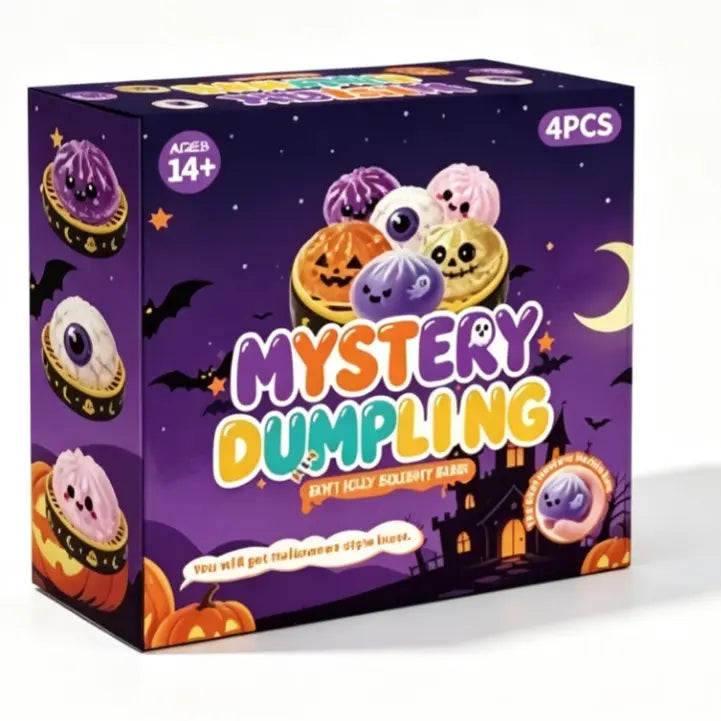 🎃 Halloween Mystery Dumpling Squishy Set – 6PCS Glitter Ghost Fidget Toys for Stress Relief & Holiday Fun