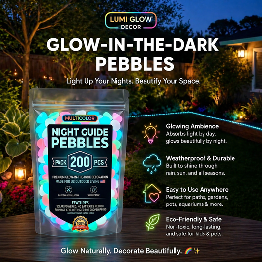 🌈 Glow-in-the-Dark Pebbles- Garden & Aquarium Decor-wsm