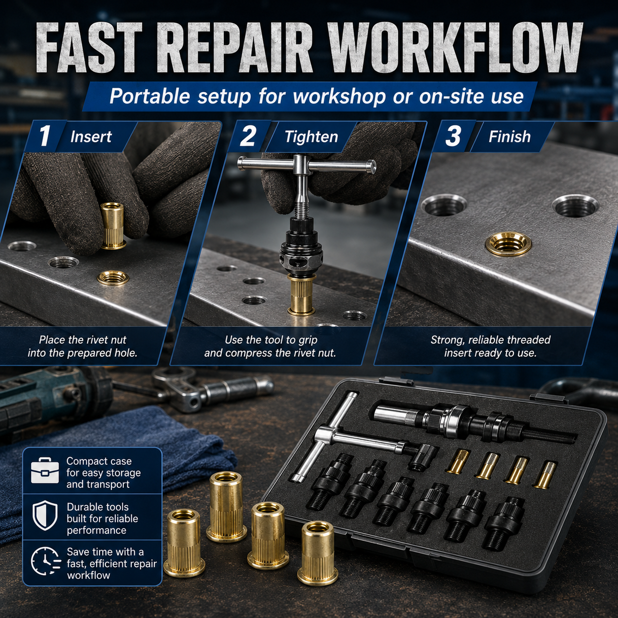 🔥 Best Seller | Carbon steel rivet nut set (including M3–M8 sizes)