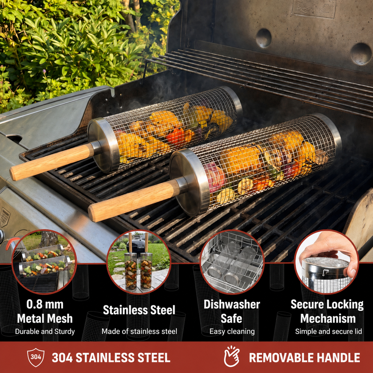 Rullande Grillkorg
