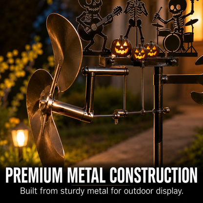 Halloween Skeleton Metal Drummer Kinetic Wind Spinner