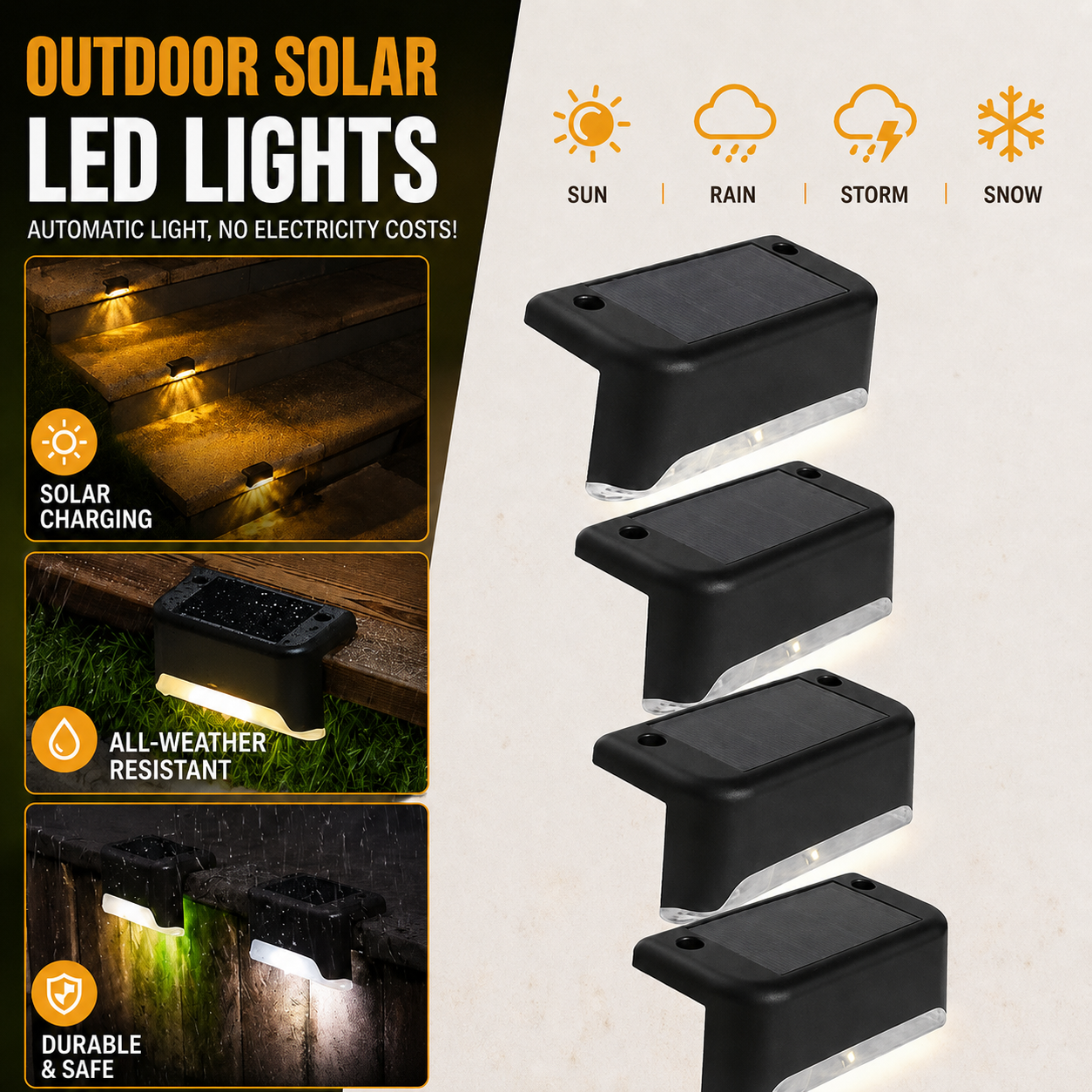 Set of 4 Solar Outdoor Lamps