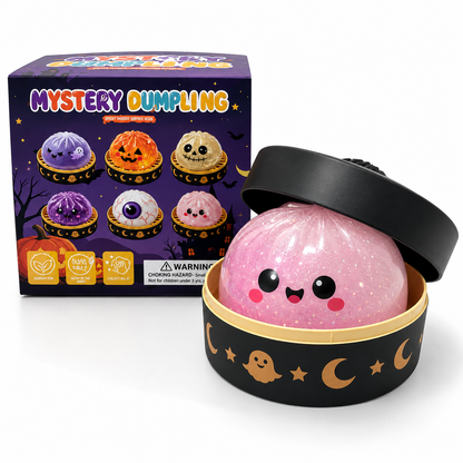 🎃 Halloween Mystery Dumpling Squishy Set – 6PCS Glitter Ghost Fidget Toys for Stress Relief & Holiday Fun