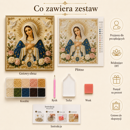 🎉🙏 Ikona Matki Boskiej z Perełką Boską – Spokojny, Wiarygodny Prezent DIY ✨