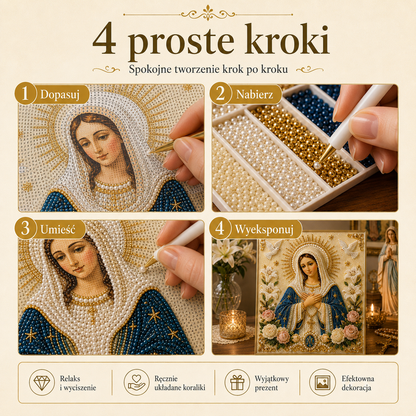 🎉🙏 Ikona Matki Boskiej z Perełką Boską – Spokojny, Wiarygodny Prezent DIY ✨