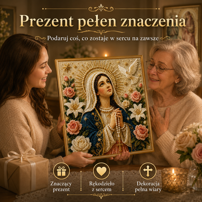 🎉🙏 Ikona Matki Boskiej z Perełką Boską – Spokojny, Wiarygodny Prezent DIY ✨