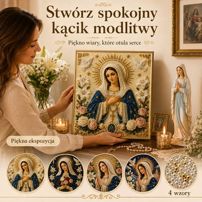 🎉🙏 Ikona Matki Boskiej z Perełką Boską – Spokojny, Wiarygodny Prezent DIY ✨