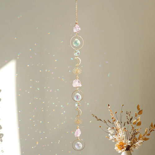 🌙 Crystal Amethyst Sun Catcher – Handmade Rainbow Maker Wind Chime for Window, Bedroom & Garden Decor ✨