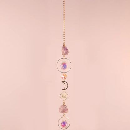 🌙 Crystal Amethyst Sun Catcher – Handmade Rainbow Maker Wind Chime for Window, Bedroom & Garden Decor ✨