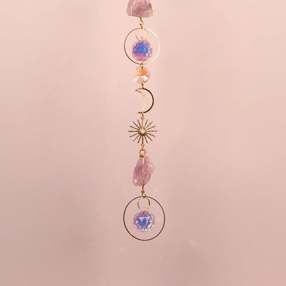 🌙 Crystal Amethyst Sun Catcher – Handmade Rainbow Maker Wind Chime for Window, Bedroom & Garden Decor ✨