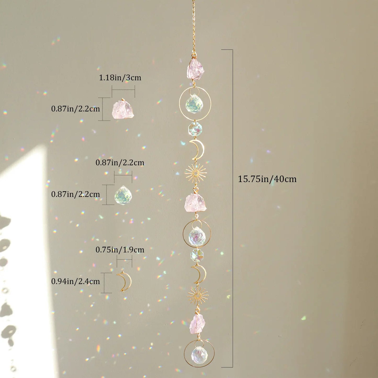 🌙 Crystal Amethyst Sun Catcher – Handmade Rainbow Maker Wind Chime for Window, Bedroom & Garden Decor ✨