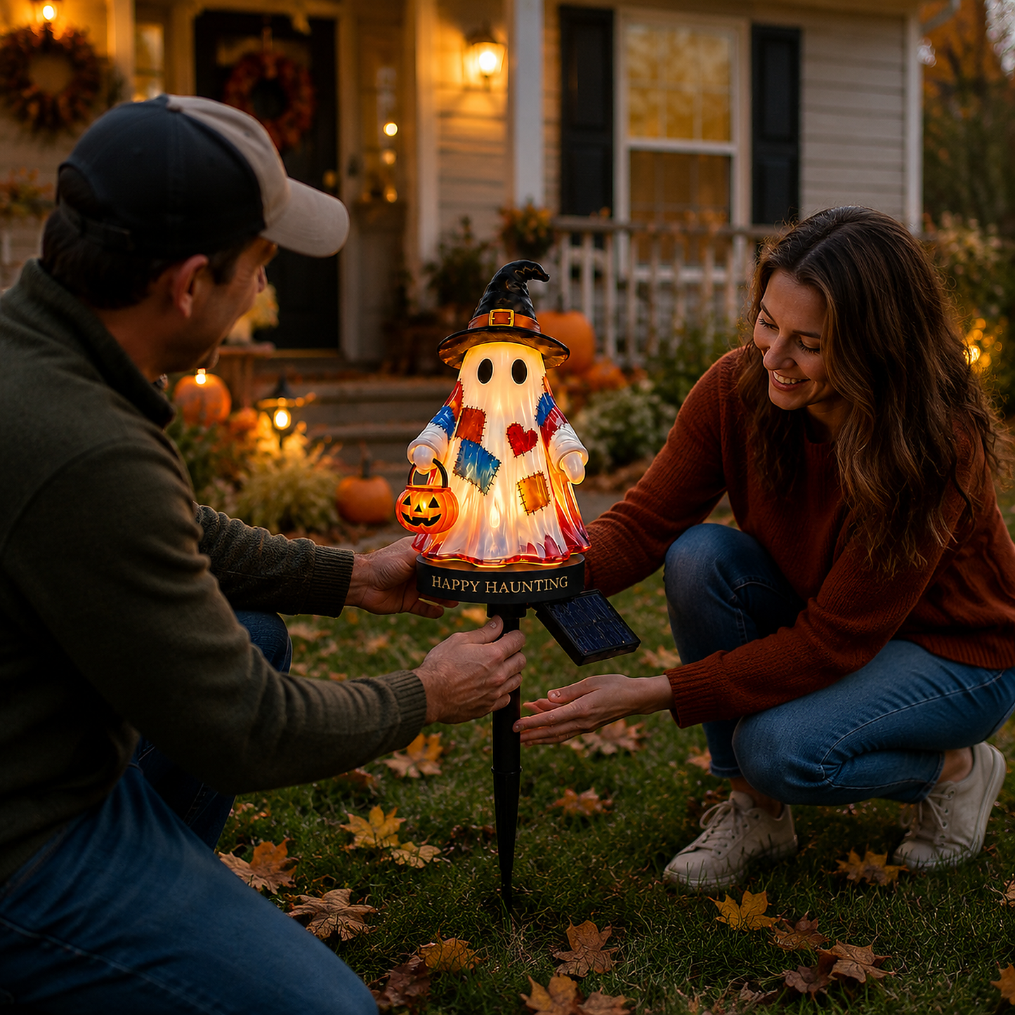 👻Personalized Solar Ghost Garden Stake Light – A Seasonal Glow for Your Garden