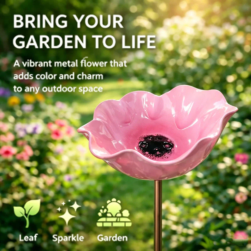 Neravio™ 🌟Last Day Promotion🎁Handmade Metal Flower Garden Stake Bird Bath