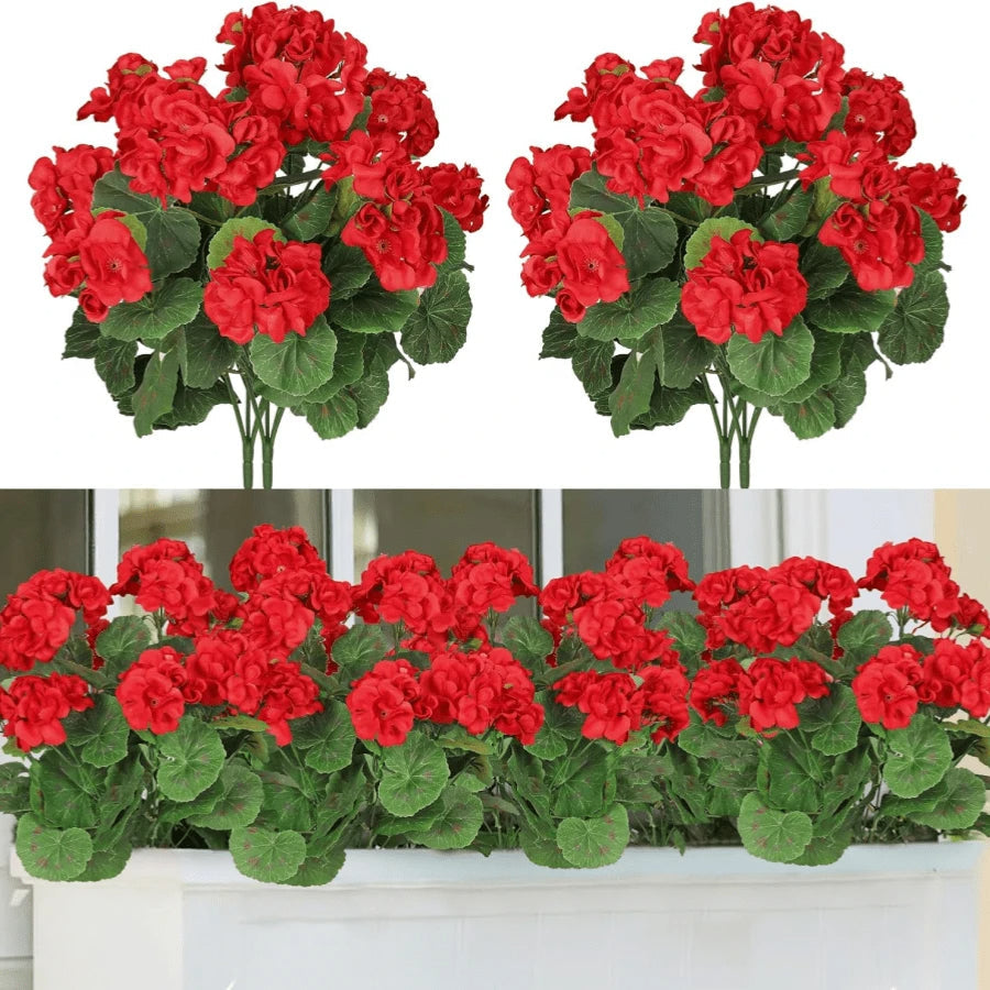 🌺8 Bundles UV Resistant Artificial Geraniums